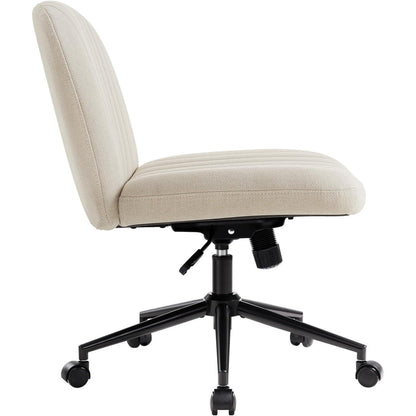 Bürostuhl ohne Armlehnen beige höhenverstellbar mit Rollen