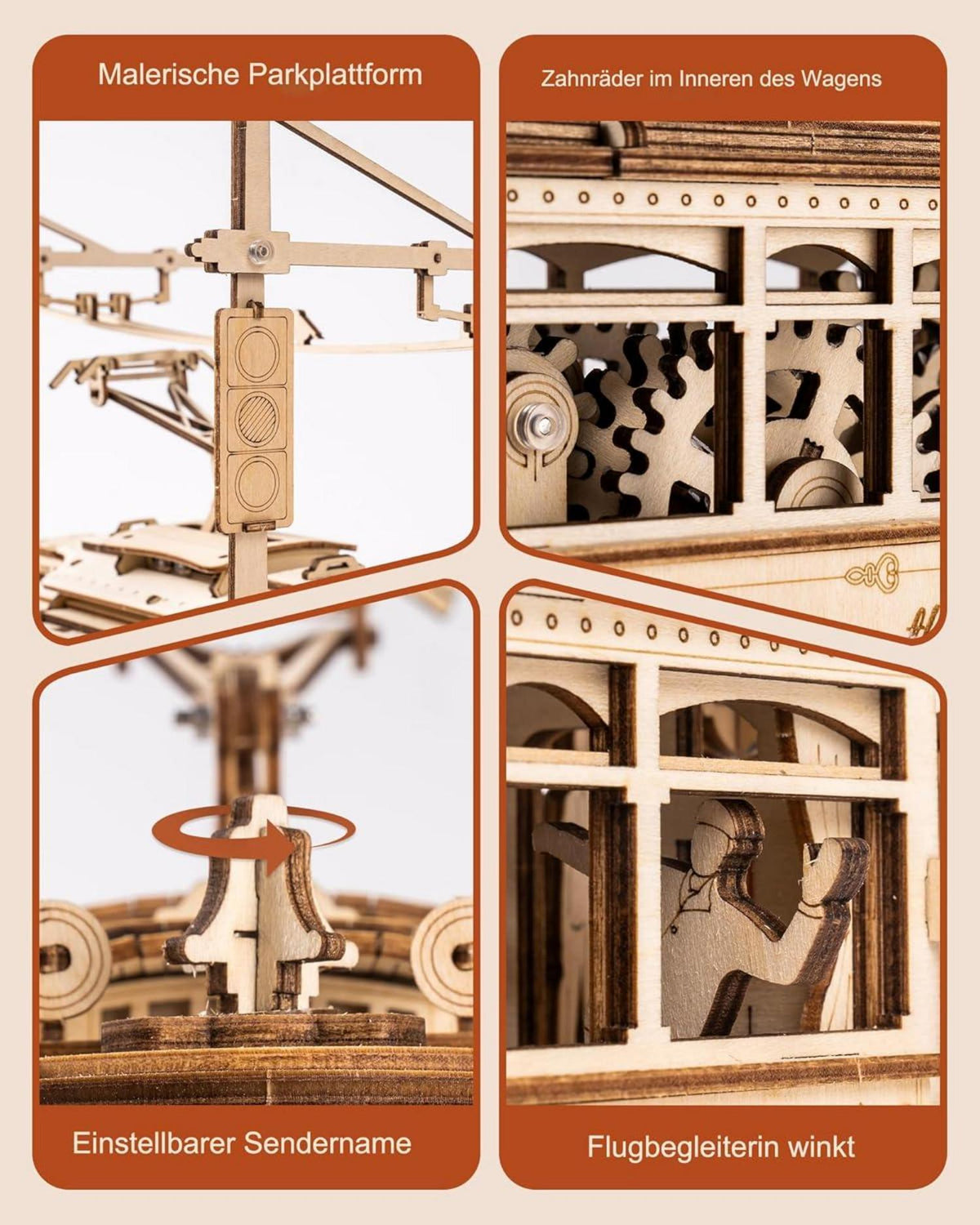 ROKR 3D Holz Puzzle Classic City Tram Bausatz 374 Teile 1:24