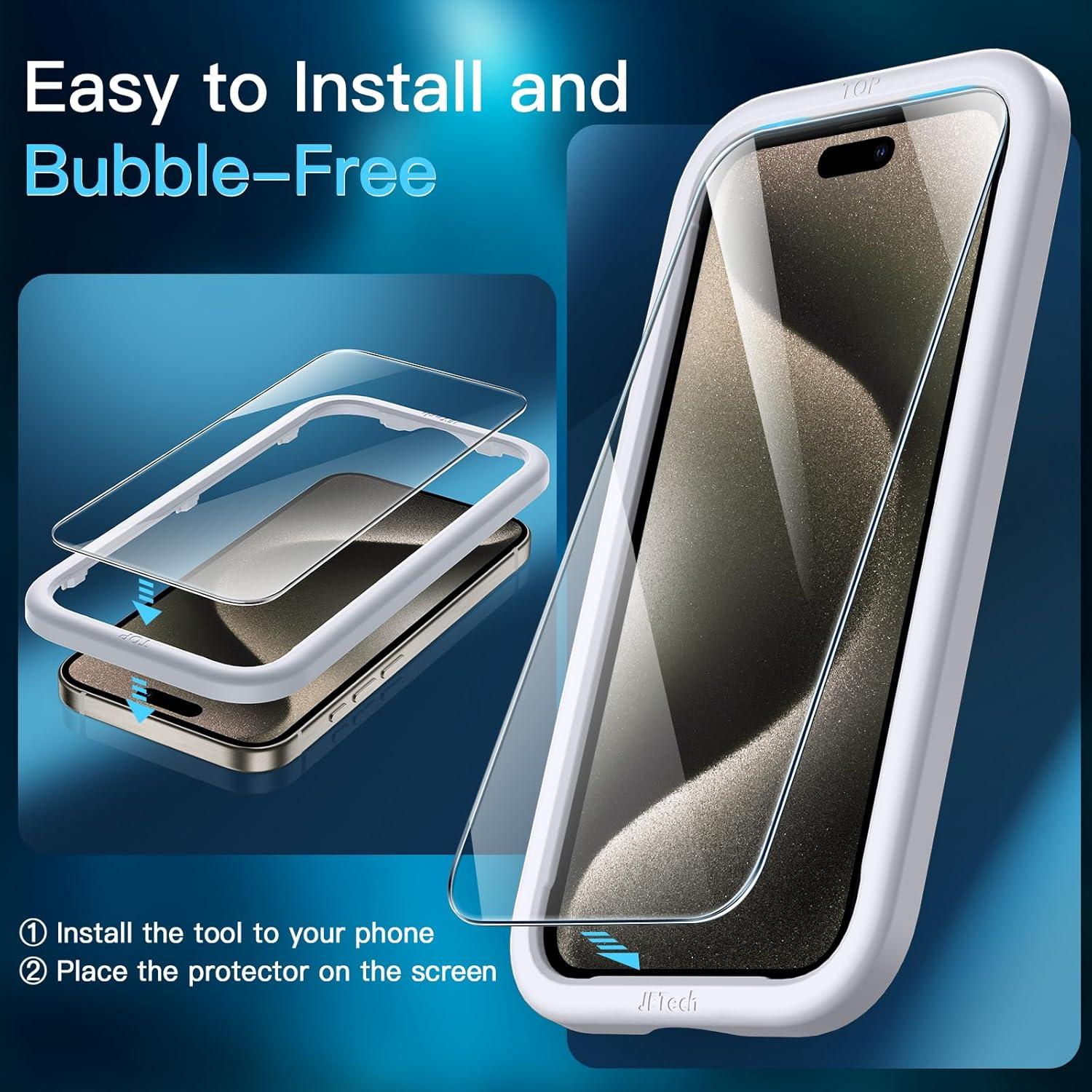 JETech Schutzfolie iPhone 15 Pro Max 6,7 Zoll Panzer Schutz Glas 2 Stück