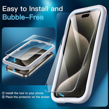 JETech Schutzfolie iPhone 15 Pro Max 6,7 Zoll Panzer Schutz Glas 2 Stück