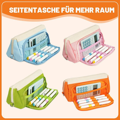 Federmäppchen Groß mit Fassungsvermögen für Schulanfang - Rosa