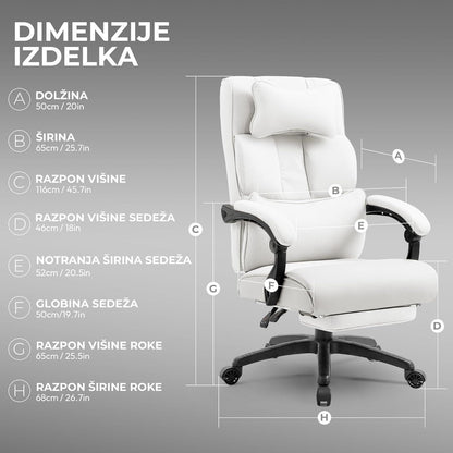 Ergonomischer Chefsessel mit Fußstütze und