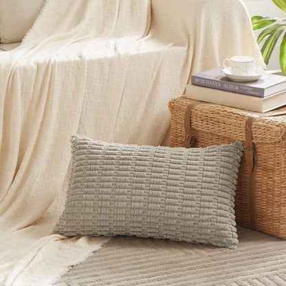 4er Set Boho Kissenbezüge 40x60 Kordsamt Grau Taupe Beige
