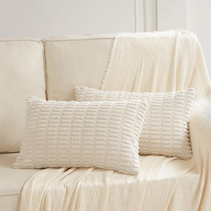 4er Set Boho Kissenbezüge 40x60 Kordsamt Grau Taupe Beige
