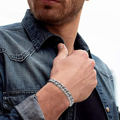 LOCCY Armband Herren Edelstahl Silber 2 Stück - Panzerkette