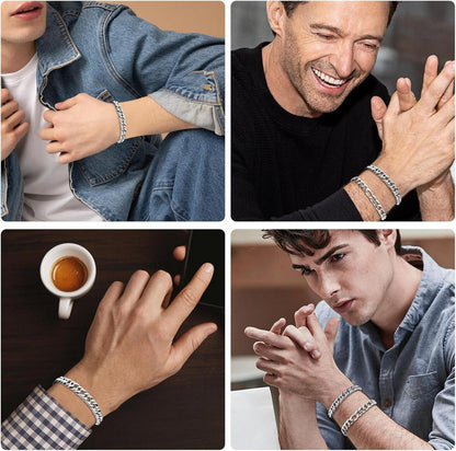 Armband Herren Edelstahl Silber Panzerkette Figaro-Kubanisches 6/8mm