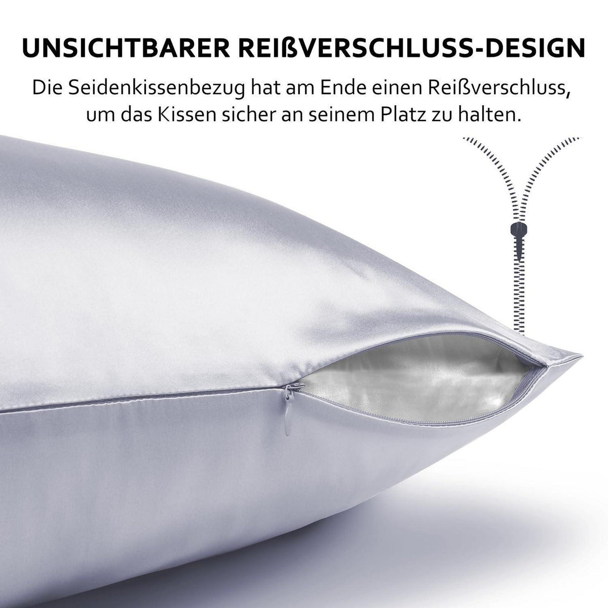 Seidenkissenbezug 40x80 Maulbeerseide - 2er Set Silbergrau