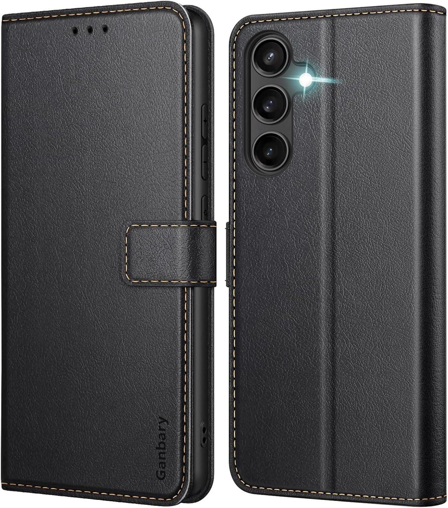 Samsung Galaxy S23 FE Handyhülle Schwarz Leder Klapphülle