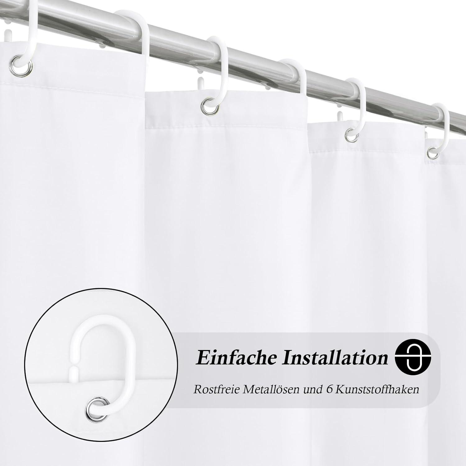 Duschvorhang Weiß Textil Stoff 100x200cm Wasserdicht