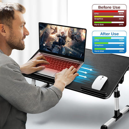 Höhenverstellbarer Laptoptisch Bett mit Laptop Kühler & Schublade