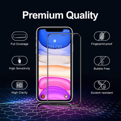 Displayschutz Panzerglas für iPhone 11 XR 9H Härte Schwarz