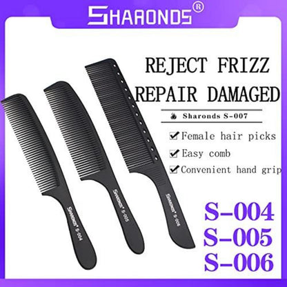 Professionelles Carbon Comb Set 8-teilig Hitzebeständig Anti Static Weiß/Schwarz/Oliv für Barber