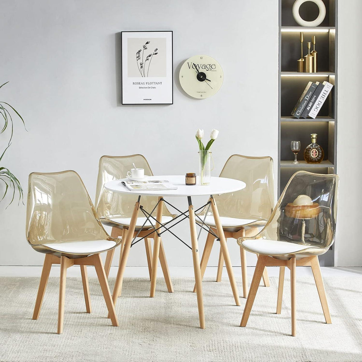 Skandinavische Esszimmerstühle 4er-Set in Lederoptik Sitzkissen