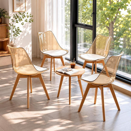 Esszimmerstühle 2er Set, Schalenstuhl mit PU Sitz, Braun