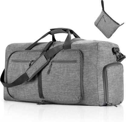 Faltbare Reisetasche 65L Sporttasche mit Schuhtasche Braun