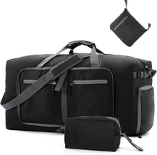 Faltbare Reisetasche mit extra Kulturbeutel, 65L, Schwarz