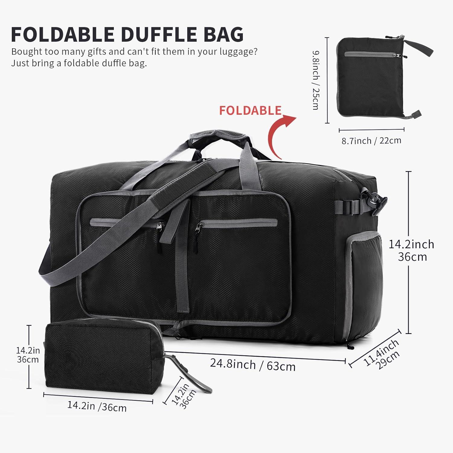 Faltbare Reisetasche 65L Sporttasche mit Kulturbeutel