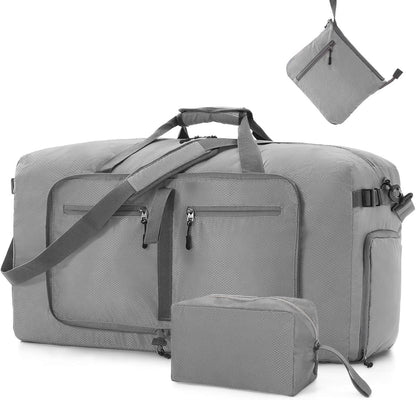 Faltbare Reisetasche 65L Sporttasche Kulturbeutel Grau