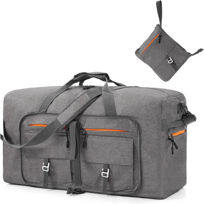 Faltbare Reisetasche 65L mit Schuhtasche Grau Sporttasche