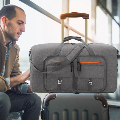 Faltbare Reisetasche 65L Sporttasche Schuhtasche Grau Unisex