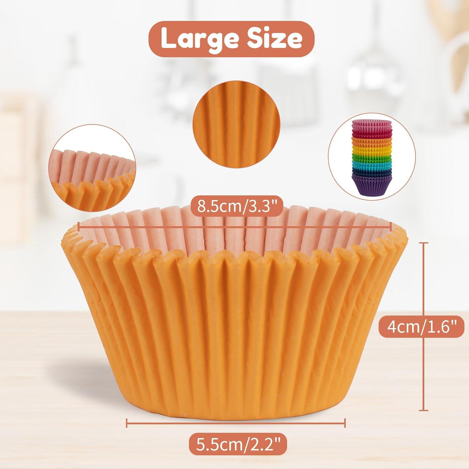 400 Stück Jumbo Papier-Muffinförmchen in 8 lebendigen Farben