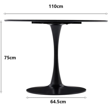 Moderner runder Esstisch – Schwarz, 110cm Durchmesser
