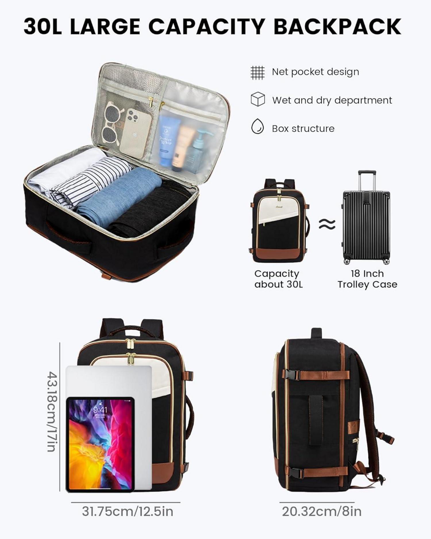 Großer Laptop Rucksack für Damen Handgepäck 40x30x20cm wasserdicht