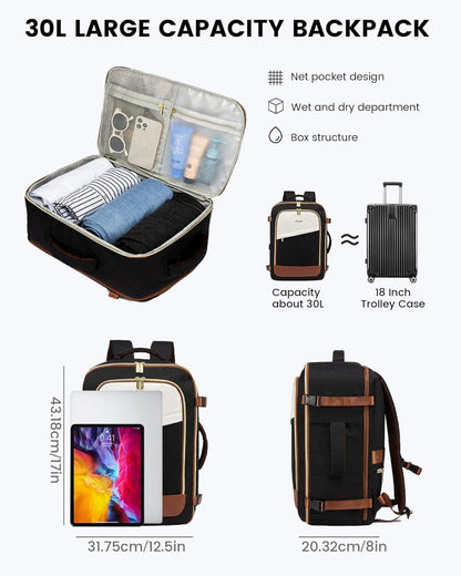 Großer Laptop Rucksack für Damen Handgepäck 40x30x20cm wasserdicht