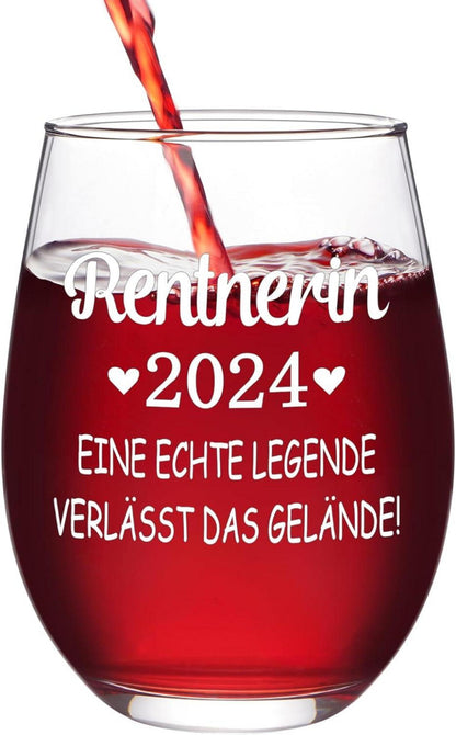 Rentnerin 2024 Rotweinglas Rentner Geschenk Rente 520ml