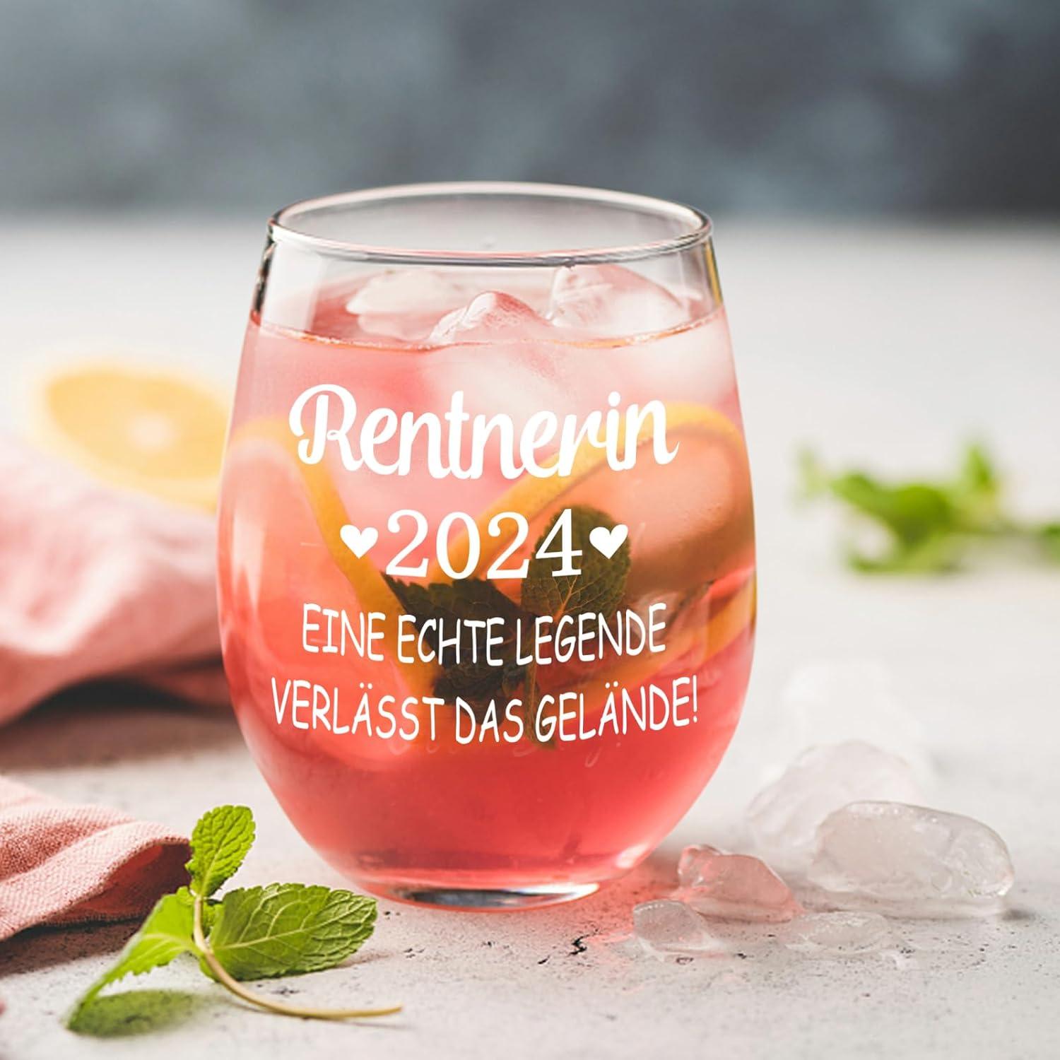 Rentnerin 2024 Rotweinglas Rentner Geschenk Rente 520ml