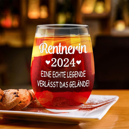 Rentnerin 2024 Weinglas 520ml Rente Ruhestand Geschenk Frau Mann 17OZ