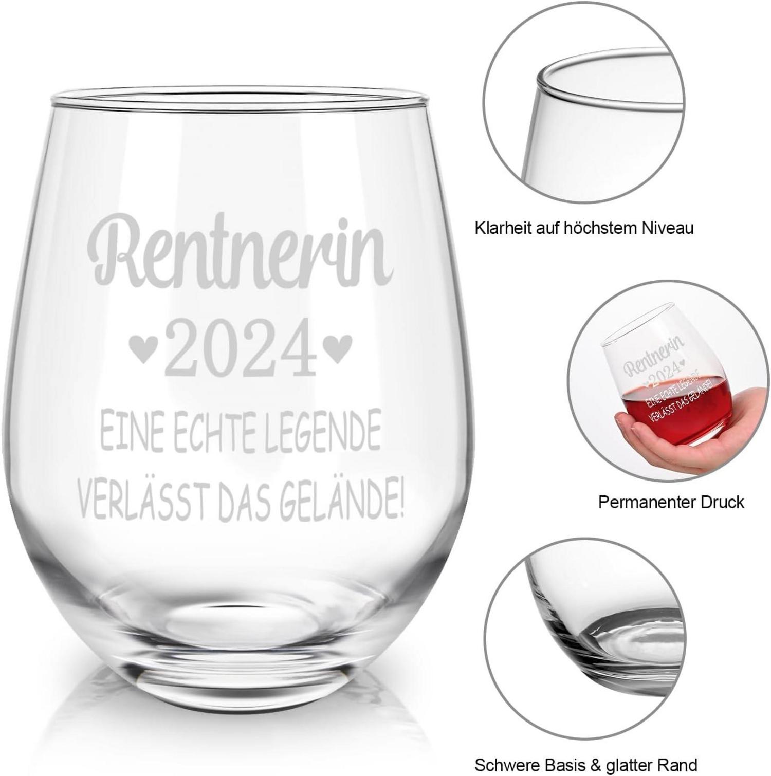 Rotweinglas Rentnerin 2024 Geschenk Rente 520ml