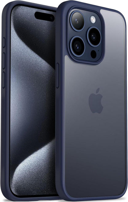 iPhone 15 Pro Hülle Matt Anti-Rutsch Hardcase Stoßfest blau