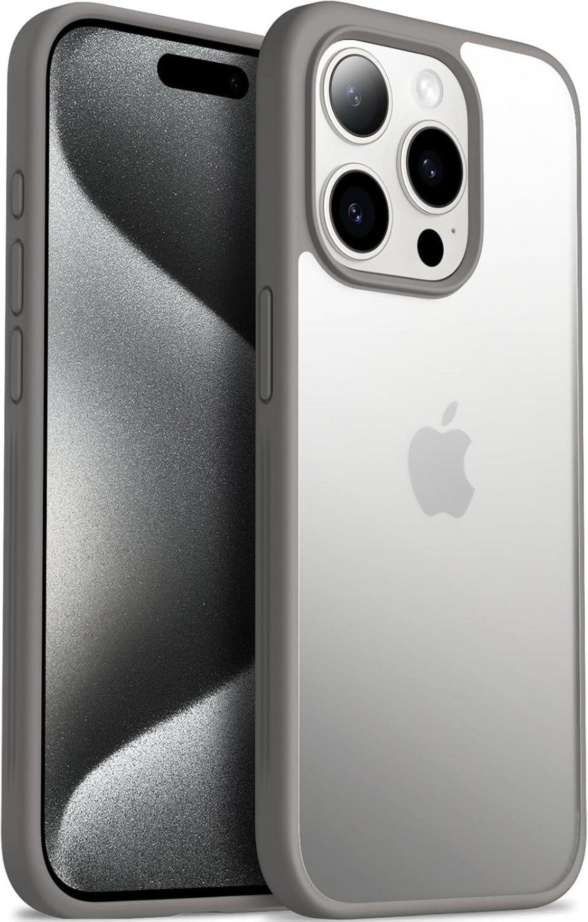 iPhone 15 Pro Hülle Matt Anti-Rutsch Hardcase Grau 6,1 Zoll