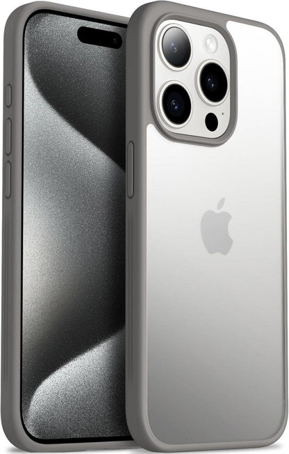 iPhone 15 Pro Hülle Matt Anti-Rutsch Hardcase Grau 6,1 Zoll