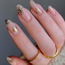 24 Stück Weihnachten Press on Nails Gold Schneeflocke French Acryl