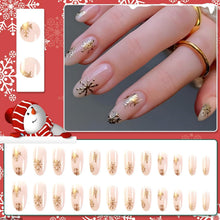 24 Stück Weihnachten Press on Nails Mandel Gold Schneeflocke