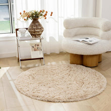 Hochflor Teppich Antirutsch Kunstpelz Rund Beige 120cm