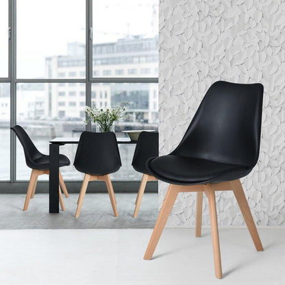 8 Esszimmerstühle Retro Design mit Holzbeinen & PU-Kissen