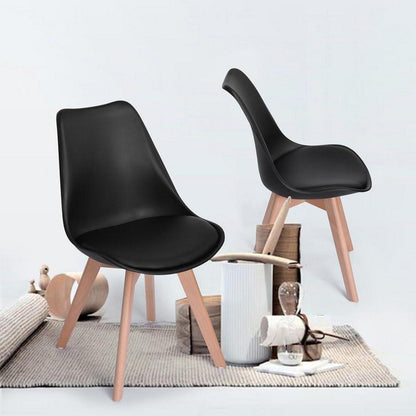 8 Esszimmerstühle Retro Design mit Holzbeinen & PU-Kissen