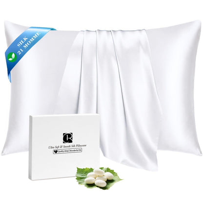 Seidenkissenbezug 21 Momme Maulbeerseide, King Size, Weiß