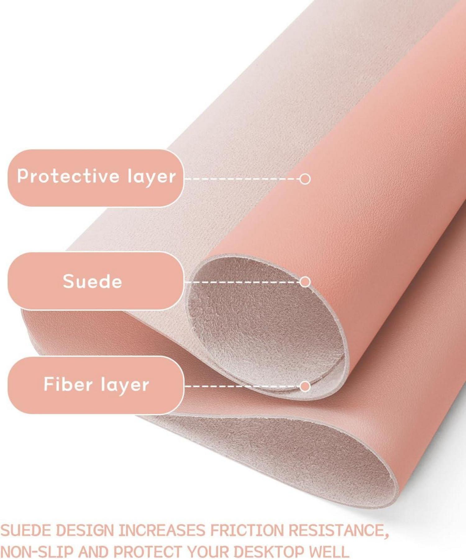 Großes Office Mousepad mit Leder und Wildleder, Multifunktionales