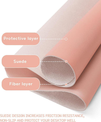 Großes Office Mousepad mit Leder und Wildleder, Multifunktionales