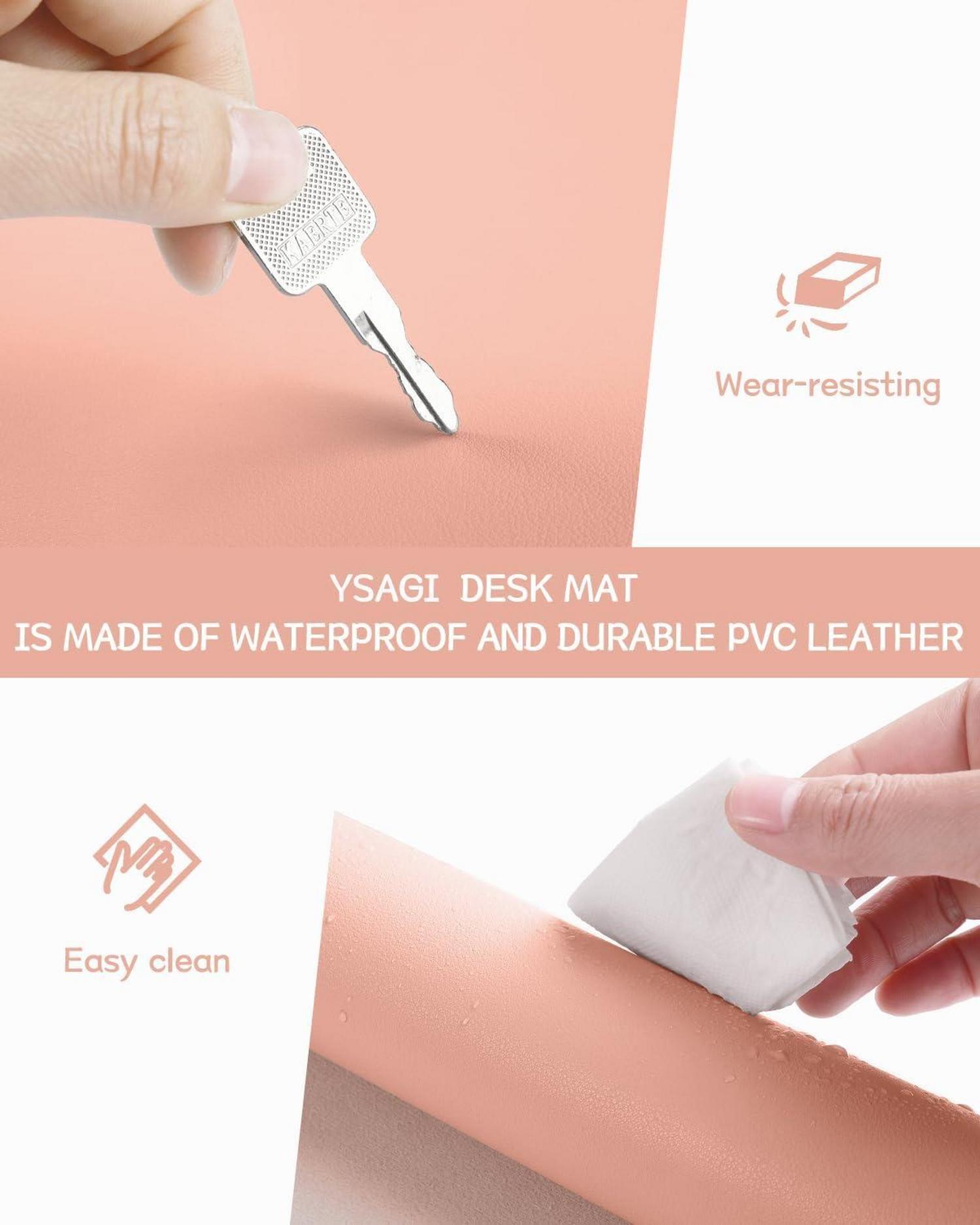 Großes Office Mousepad Schreibtischunterlage Leder Rutschfest Orangepink