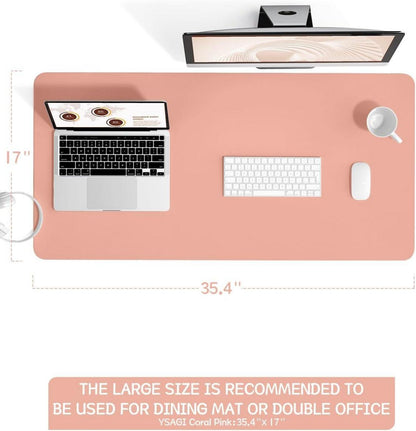 Großes Office Mousepad Schreibtischunterlage Leder Rutschfest Orangepink