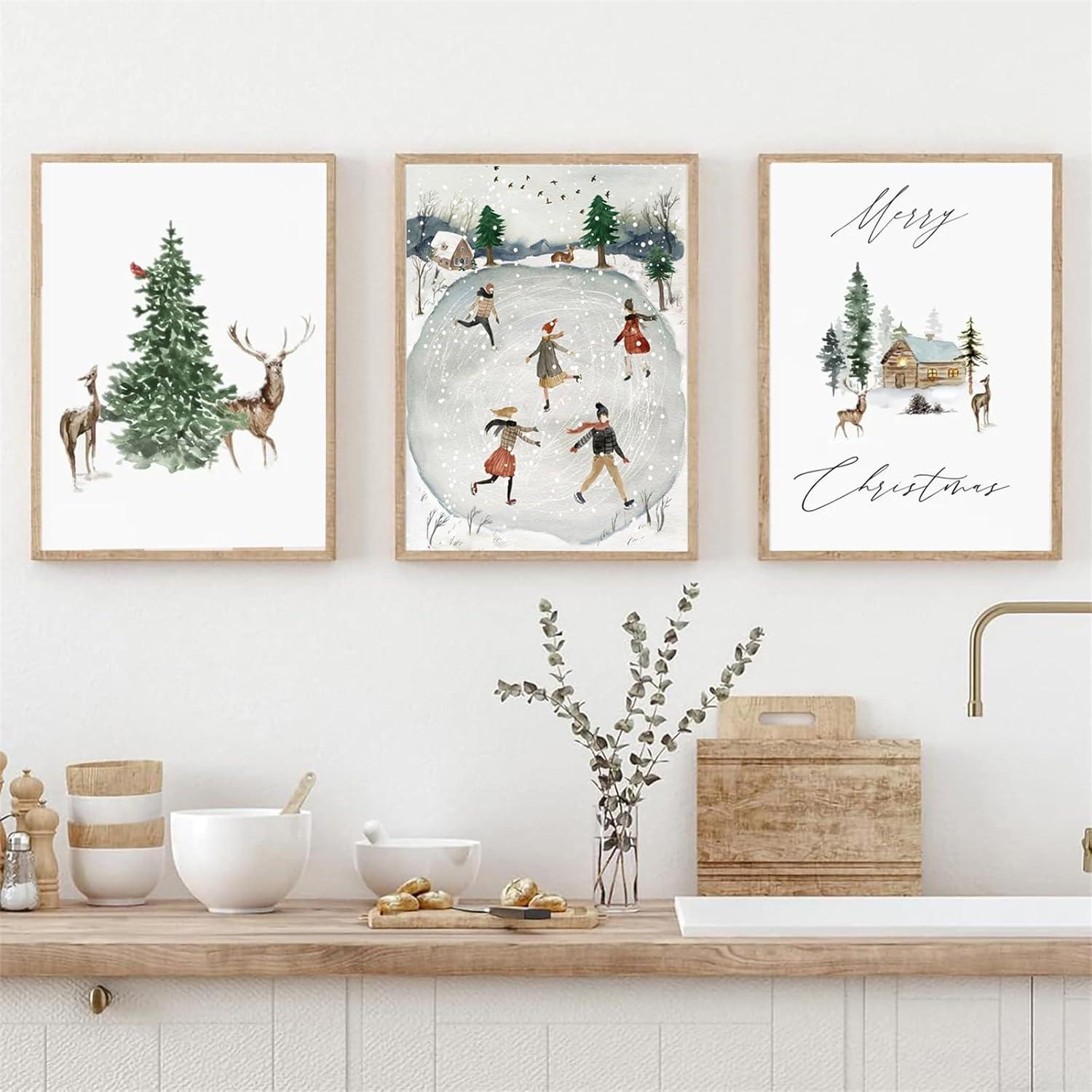3er Premium Weihnachts Poster Set Wandbilder Kunst Leinwandbilder