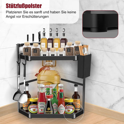Verstellbares Eck-Küchenregal aus Edelstahl, 39cm Ecke Gewürzregal