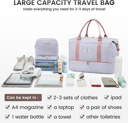 LOVEVOOK Reisetasche Damen Groß Weekender Nylon wasserdicht mit Schuhfach und