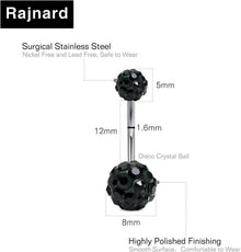 Schwarz Bauchnabelpiercing Edelstahl 14g Barbell Set 4 Stäbe