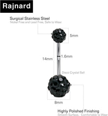 Schwarzes Bauchnabelpiercing Edelstahl 14g Barbell